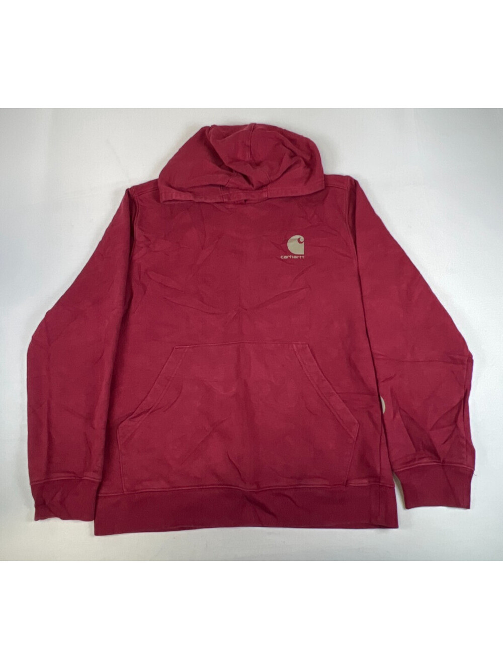 Carhartt boys XL Maroon Logo Sleeve Graphic Pullover Hoodie Sweatshirt TS6772-B